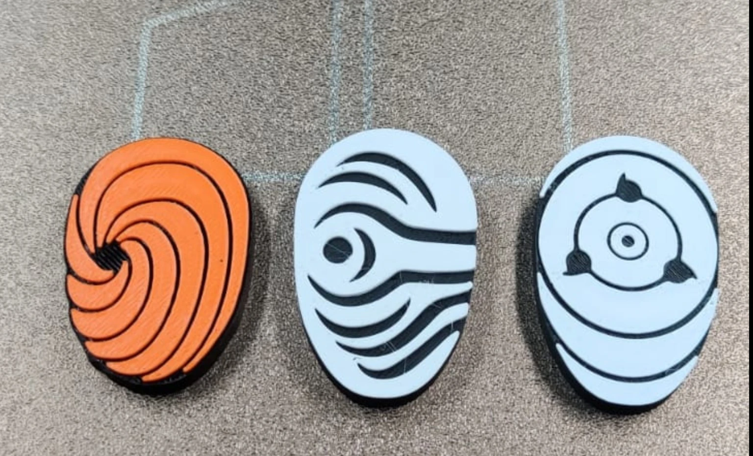 Obito Tobi Mask & Anime 3D Printed Magnets Set of 3 – Naruto Inspired Fridge Magnet Combo - Image 3