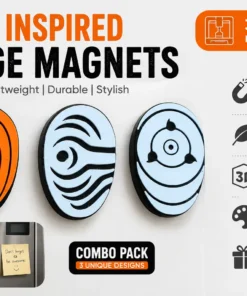 Obito Tobi Mask & Anime 3D Printed Magnets Set of 3 – Naruto Inspired Fridge Magnet Combo