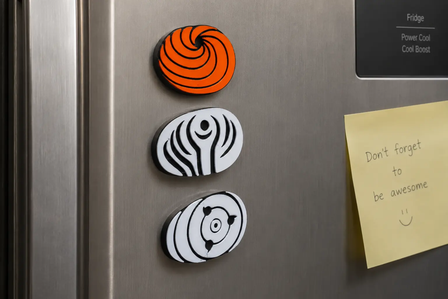 Obito Tobi Mask & Anime 3D Printed Magnets Set of 3 – Naruto Inspired Fridge Magnet Combo - Image 2